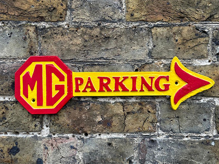 MG parking arrow plaque